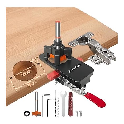 35mm Gabarit de Percage Charniere, Localisateur de charnières invisibles pour Porte Armoires De Bricolage Menuiserie Ajustable Gabarit de Charniere pour l’installation de portes d’armoire (1/5)