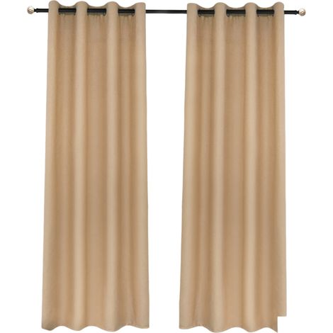 Rideau occultant total pour salon, rideau isolant thermique, rideau à œillets, convient pour porte-fenêtre (2 pièces, 130 x 213 cm).