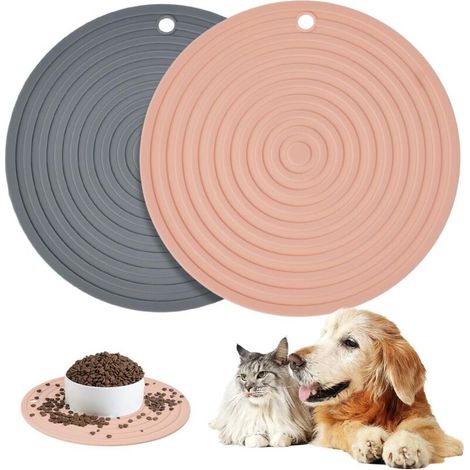 [NEVER USED] 2-Piece Pet Feeding Mat, Small Non-Slip Mat for Cat Bowls 24cm, Silicone Cat Feeding Mat to Place Under the Cat Bowl