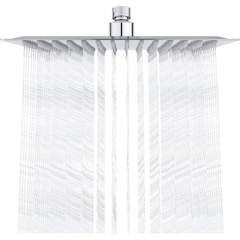 Edelstahl-Duschkopf – Wassersparende Dusche, 25 cm quadratischer Duschkopf, universeller Regenduschkopf mit 1/2-Zoll-Gewinde, 360° drehbar, 30° neigbar, einfach zu installieren und zu reinigen (1/5)