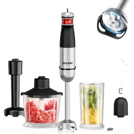 Mixeur à main, design multi-accessoires 6-en-1, moteur puissant, noir, Prise EU, 6 en 1 (1/2)