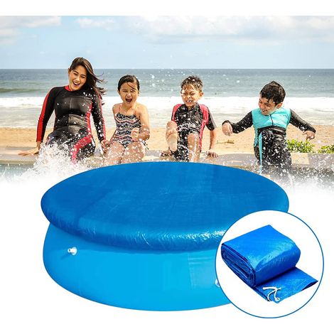 Bâche de Piscine Hors Sol, Bâche de Piscine Gonflable Ronde, Bâche de Piscine Anti-poussière avec aérations et Cordon de Serrage (305 cm) (1/5)
