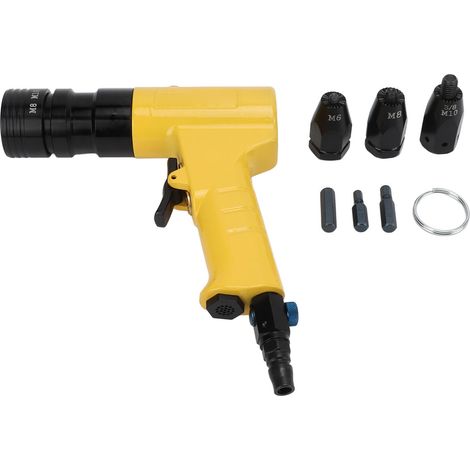 Pistolet à riveter pneumatique Toivize M6/M8/M10 Écrous filetés Ergonomique Acier S2 Anti-choc 3 têtes incluses (1/5)