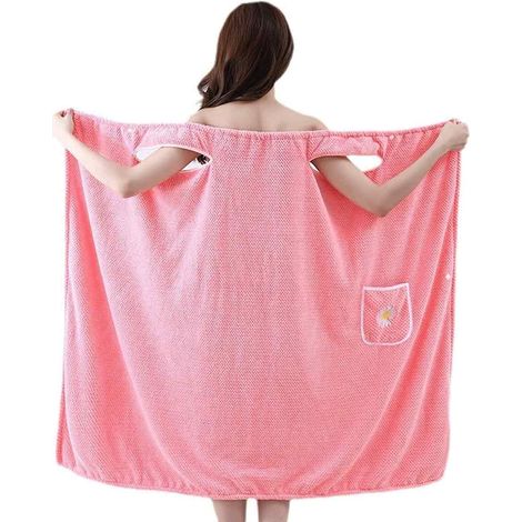 1 peignoir de bain, polaire corail, absorbant et à séchage rapide, pour femmes et adolescentes, usage spa/douche/bain (1/5)