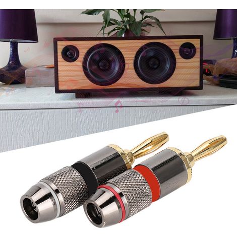 Connecteur Audio Banane 24K Doré Plaqué Cuivre pour Haut-Parleurs (1/4)