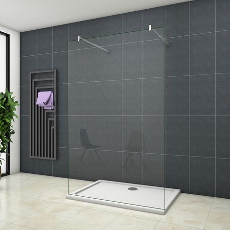 Océan Paroi de douche 78x200cm paroi de douche à l'italienne contre un mur, 2 barres de fixation extensibles rondes inclus (1/5)