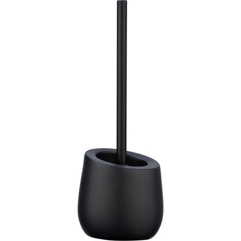 Wenko – Brosse WC silicone avec tête remplaçable – Effet anti adhésif – Poils flexibles – Céramique noir mat – 13.5 x 38 x 13.5 cm