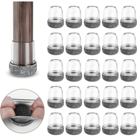 24-piece Chair Leg Protectors for 22-26mm Chairs with Transparent Felt Padding, Furniture Chair Leg Covers