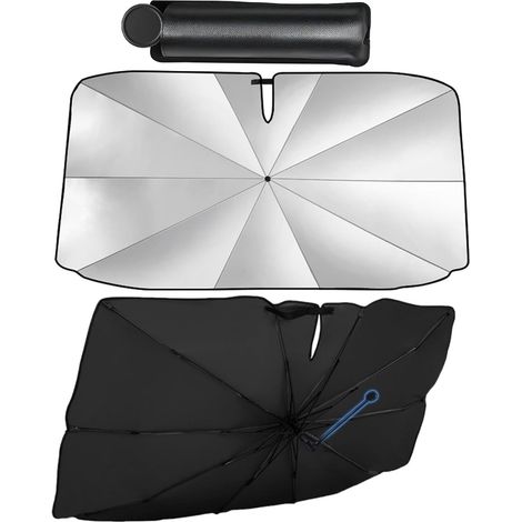 Pare-soleil pour voiture, 125 x 65 cm, pour pare-brise, livré avec un sac de rangement, pour berline à hayon, coupé (1/5)
