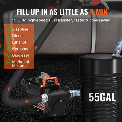 Pompe Transfert Carburant Électrique Portable 12 V CC 15 GPM 56 (1/5)