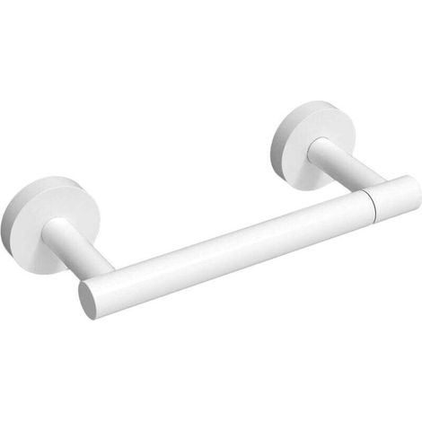 Stainless steel double-column rotating toilet roll holder, wall-mounted toilet paper holder, white (1/4)