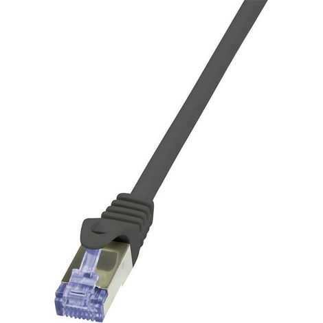 LogiLink CQ3083S RJ45 Câble réseau, câble patch CAT 6a S/FTP 7.50 m noir ignifuge, avec cliquet d'en (1/3)