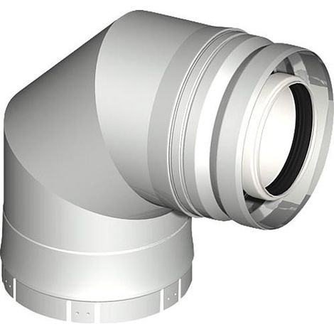 Systeme gaz echappement plastique Coude 87°, bande de serrage DN 80/125 (1/2)