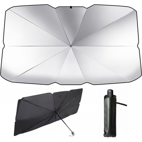 Pare soleil le voiture Protection solaire Protection UV Pare soleil parapluie pour pare brise 140 x 80 cm Pliable Avec housse le (1/5)
