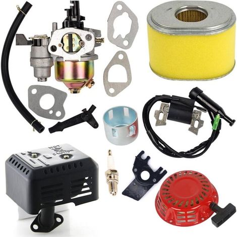de carburateur avec filtre à air Bobine d'allumage Lanceur Compatible avec Honda Gx140 Gx160 Gx200 Pièces de moteur 5,5HP 6,5HP +Système d'échappement silencieux avec bouclier thermique EX35 (1/5)