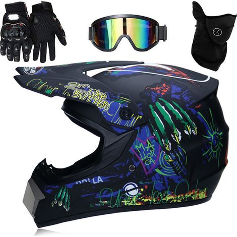 Casque motocross professionnel enfant adulte tout-terrain moto avec lunettes gants cagoule (1/5)