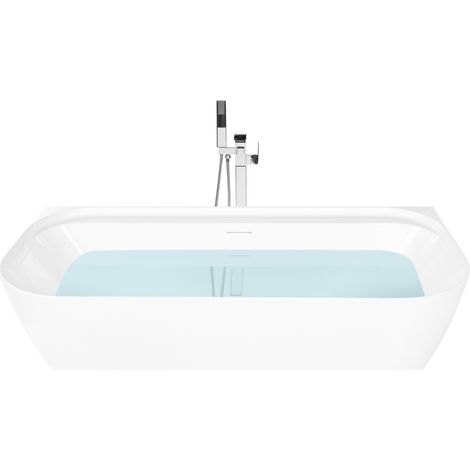 Bañera adosada a la pared de acrílico bordes redondeados con sistema de rebosadero 1700 x 800 mm blanco Tauca (1/4)