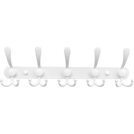 Porte Manteau Mural en Acier Inoxydable, Patères Porte Manteaux Crochet Mural pour Manteaux Serviettes Peignoirs (Blanc, 15 Crochets, 1pcs) (1/5)