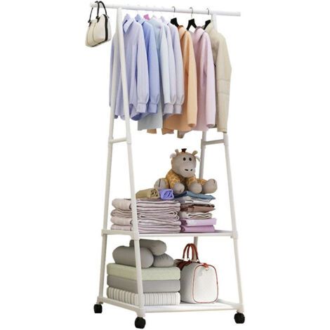 Porte-manteau en métal pour vêtements 55x42x160cm Blanc