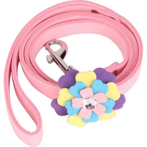 Laisse Pour Chien - Design Fleur Rose - Matériau Léger Et Durable - Pour Promenade Sécurisée - 1 Pièce (1/5)