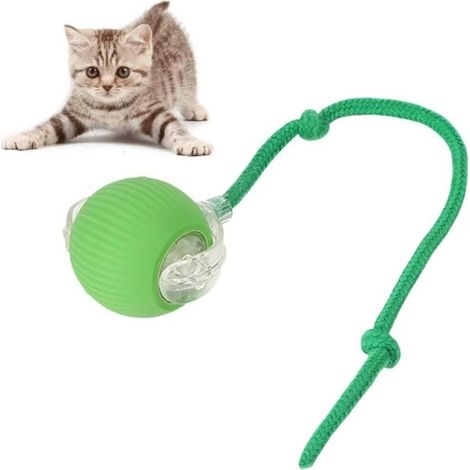 Neues Katzen-/Hundespielzeug, interaktives Katzenspielzeug, unzerstörbares Hundespielzeug mit Schwanz, Zauberball, intelligenter Rollball, automatischer Ball, mit USB-Ladefunktion, Grün