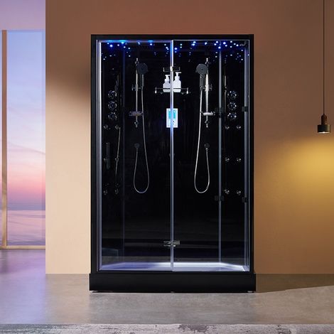 Cabine douche hammam XDUAL 140 BLACK Archipel® - 140x90 cm (1/5)