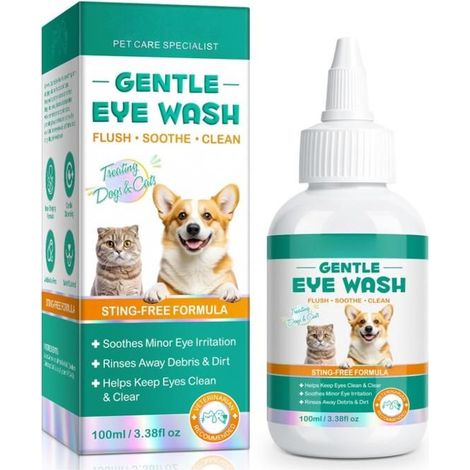 Gouttes Yeux Chien et Chat, Lotion pour Yeux Hydratante, Nettoyer la Poussière et Les Corps étrangers, Hygiène du Chien Chat 100ml (1/5)
