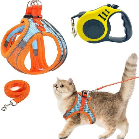 Cat Harness Lead Retractor - Vest and Collar for Small Dog (S) et Rétracteur Automatique - Gilet et Collier pour Petit Chien (S) (1/5)