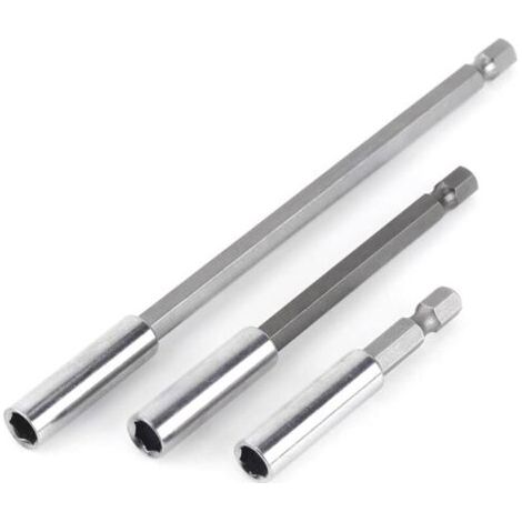 Porte Embouts Magnétique Extension de Vissage Tournevis Tige Hexagonal 60mm 100mm 150mm Rallonge Embout Visseuse(3Pcs 1/4") (1/5)