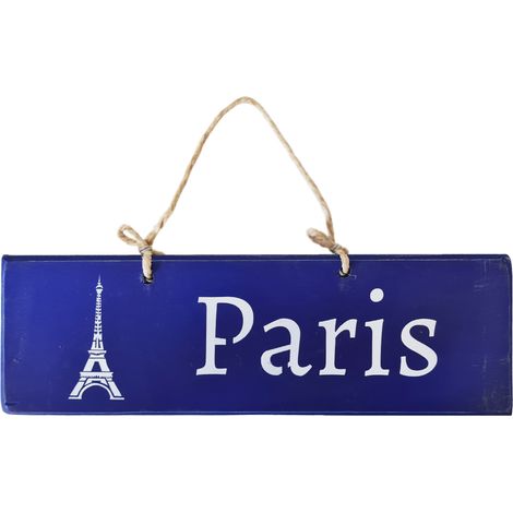 Plaque décorative en bois bleue - Paris (1/2)
