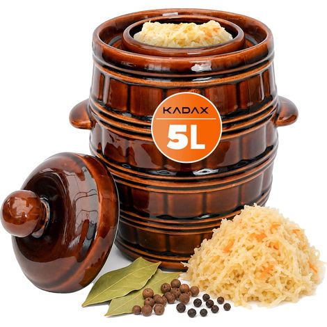 Barattolo per sottaceti, fermentazione naturale, design in ceramica resistente, marrone (1/5)