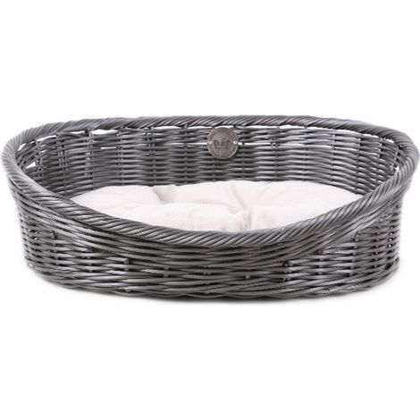 MaxxPet Cama para perros, cesta redonda con cojín, cesta para perros y gatos, color antracita, 43 x 36 x 15 cm
