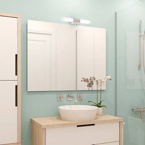 Applique murale salle de bain LED 32W – 2 ampoules 16W – Lumière blanche chaude 3000K – Métal chromé – IP44 pour humidité (1/4)