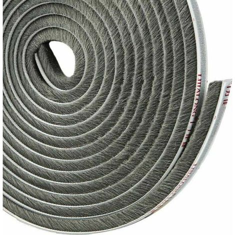 Joint brosse adhésif – 4,9 m x 9 mm, poils 5 mm – Gris, isolation thermique (1/4)