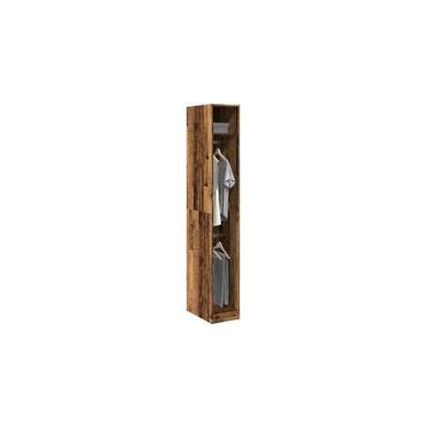 Armoire dressing 2 penderies 1 étagère 30cm - Collection Laker-Marron noisette (1/5)