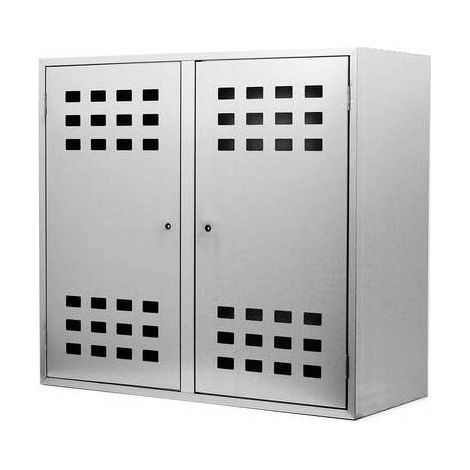 Coffre extérieur pour 2 bouteilles de gaz 15 kg – Dimensions 90 x 98 x 42 cm – En tôle galvanisée 0,6 mm – Fermé à l'arrière – DK