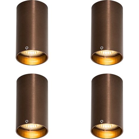 QAZQA Juego de 4 focos modernos de bronce oscuro 5,5 cm - Tuba (1/5)