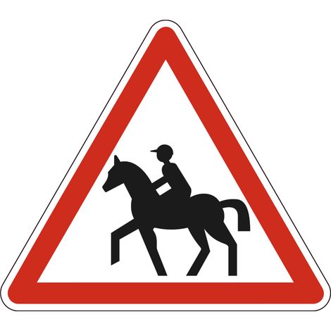 Panneau de signalisation danger - Passage de cavaliers - Triangulaire - Gamme Bretagne - Classe 1 - 500mm