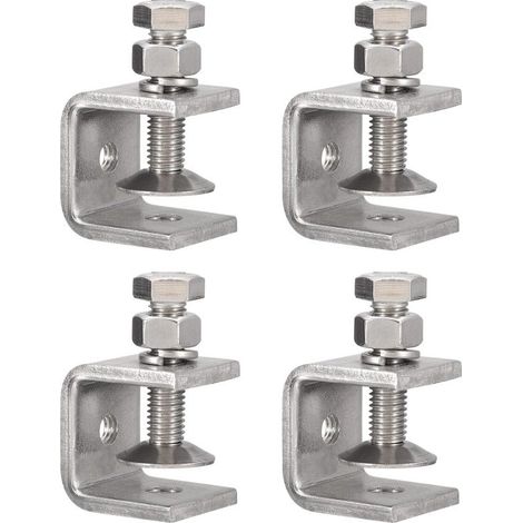 Beyamis Ensemble de 4 serre-joints robustes en acier inoxydable 304 de type C, à tête de tigre, ouverture de 20 mm sur plaque plate (1/5)