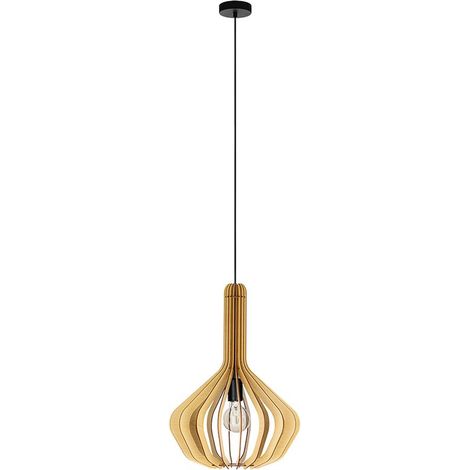 Lampada sospesa Velasco Wood Ahorn E27 1x40W H: 110 cm Ø38 cm Dimmabile (1/3)