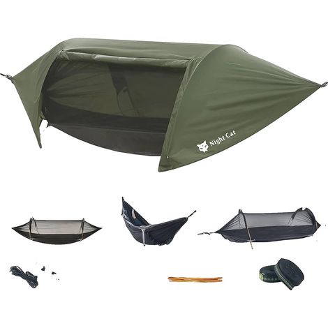 Amaca da campeggio, zanzariera, design impermeabile, verde militare (1/2)