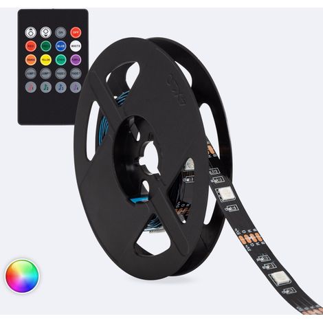 Bobina 2m Striscia LED 5V RGB 24 LED/m IP20 Kit con USB per TV RGB