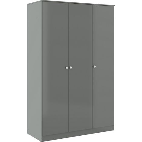 Denver 3 Door Wardrobe - L48 x W175 x H112 cm - Grey Gloss