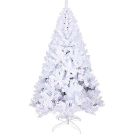 SWANEW Weihnachtsbaum künstlich 180cm (Ø ca.100cm) mit ca.650 Spitzen. Tannenbaum aus Fichte Dekoration. inkl. Metall Christbaum Ständer. Schnellaufbau. klappbar. Weiß (1/5)
