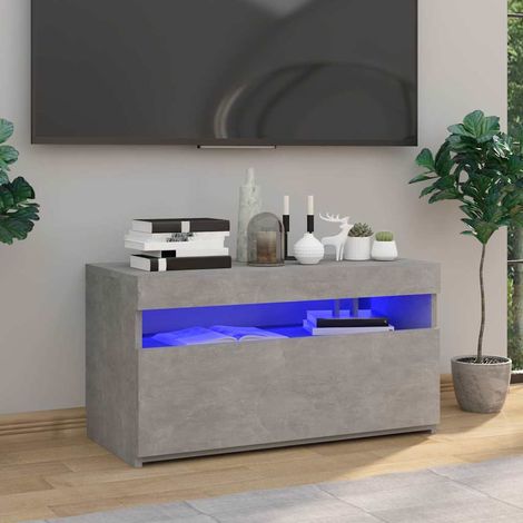 vidaXL Mueble de TV con luces LED gris hormigón 75x35x40 cm (1/5)