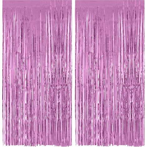 2 pièces Rideau Métallique,Franges en Aluminium,Rose,Scintillant,Décoration Fête,Mariage,Anniversaire,Photo (1/5)