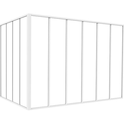 Verrière d'angle d'atelier en aluminium thermolaqué - L180 x L120 x H130 - Blanc - BAYVIEW