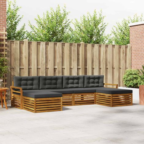 Sofagarnituren 6 pcs Natur und Anthrazit Massivholz Akazie (1/5)
