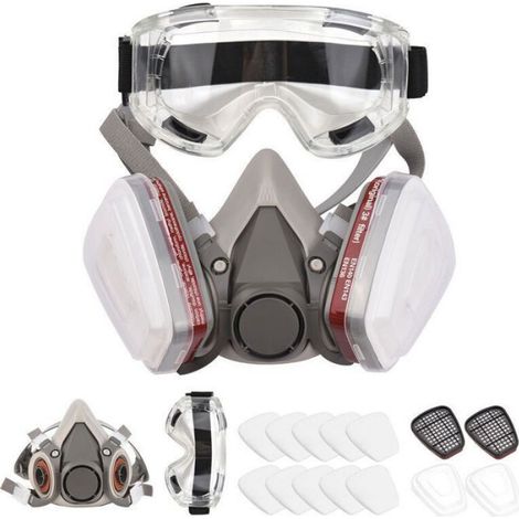 Respirateur Demi-masque - Silicone Et Plastique - Protection Contre Particules Et Gaz - Pour Travaux De Peinture Maçonnerie Soudage - 1 Pièce (1/5)
