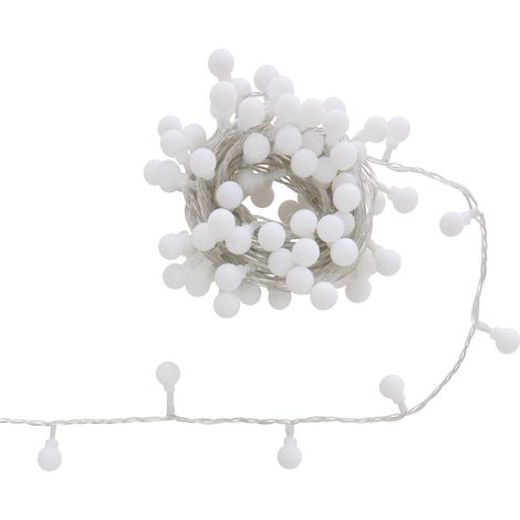 Guirlande lumineuse boules d'extérieur 7,5 m 100 LED blanc froid 13 fonctions sur secteur - Atmosphera créateur d'intérieur (1/5)